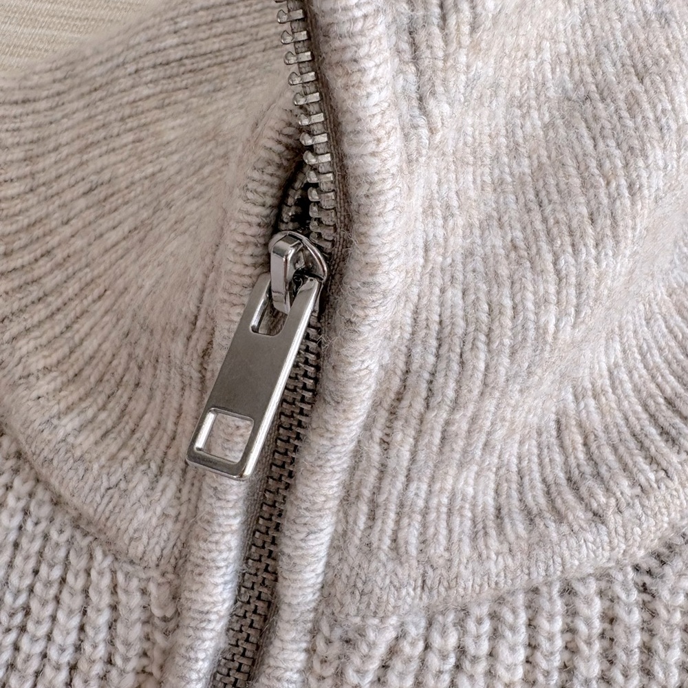 H&M Light khaki/gray Knit Zip-Up sweater jacket - Picture 4 of 9